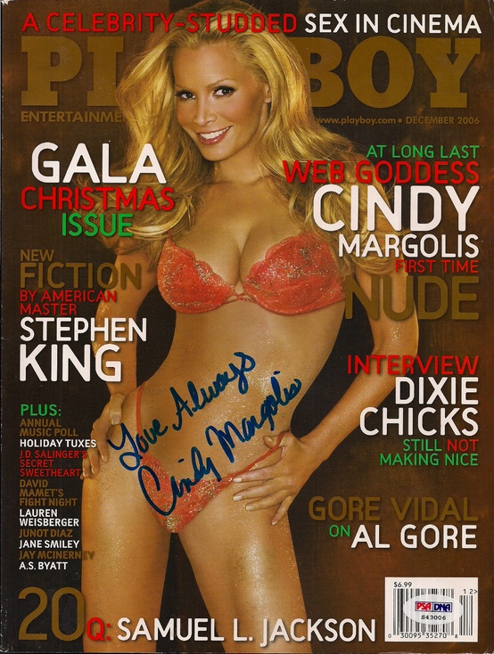 Photo:  Cindy Margolis Signed 2006 December Playboy Magazine Cover